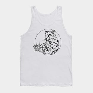 Minimalist Leopard Line Art – Wild and Majestic Big Cat Design Tank Top